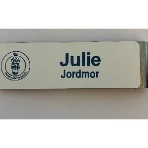 Navneskilt m/metallklype  Jordmorforbundet NSF