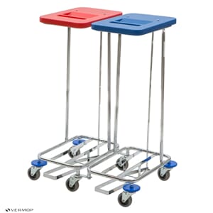 Sekkestativ, plassbesparende. Dobbel m/ lokk og pedal
