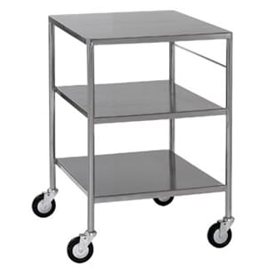 Trillebord m/3 hyller rustfritt stål