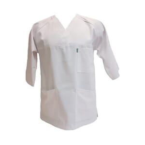 Kittel m/v-hals og  3/4 arm, unisex. NS3361. Hvit UTSALG