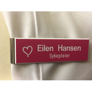 Navneskilt rektangulært m/metallklype