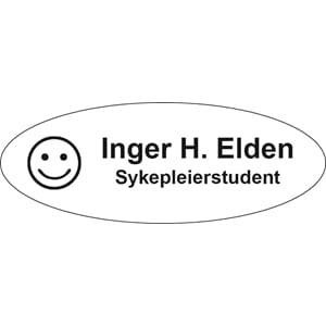 Navneskilt ovalt m/nål
