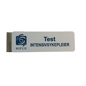 Navneskilt m/metallklype, Intensivsykepleier NSF