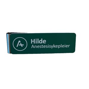 Navneskilt m/metallklype, Anestesisykepleierne NSF